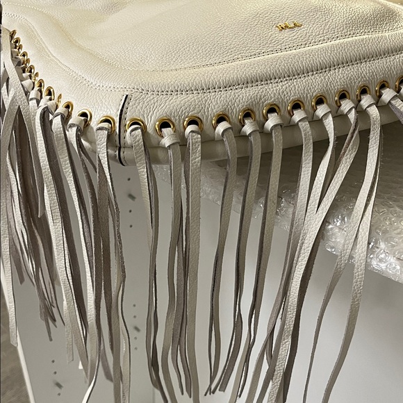 Ralph Lauren Rare Ivory Leather Fringe Hobo Bag NWOT - Picture 5 of 14